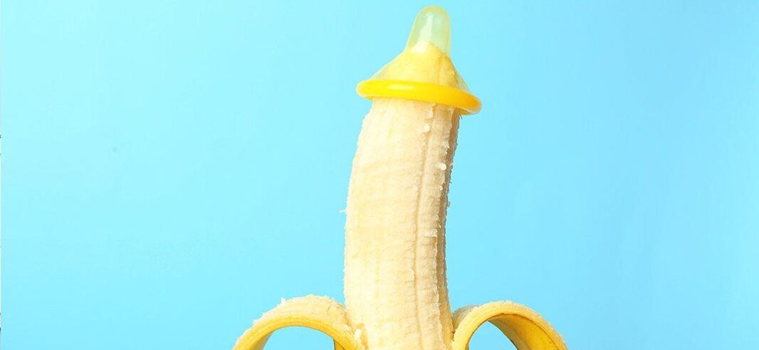 bananas in a condom as an imitation of penis enlargement without surgery