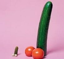 large and small penis using vegetables as an example